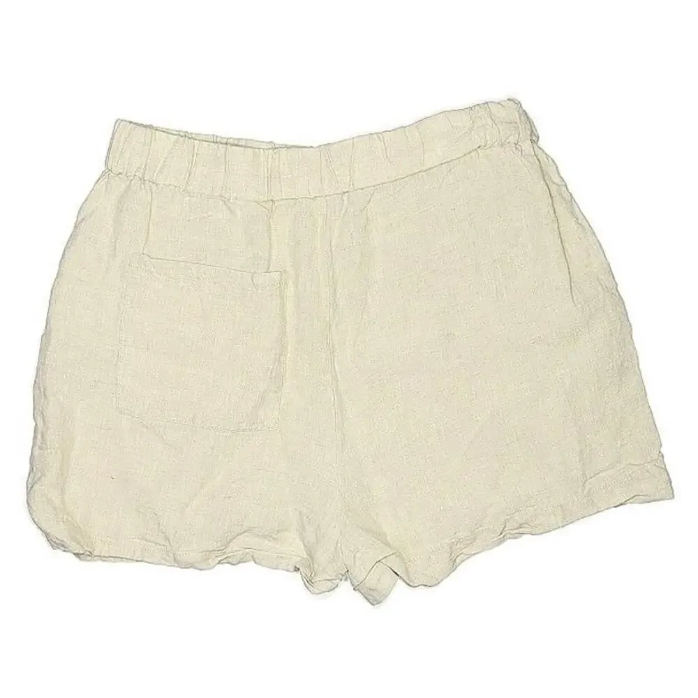 Jenni Kayne Shorts Linen Logan Cream Natural Fiber Pull On Lightweight 3 inch - Picture 2 of 3